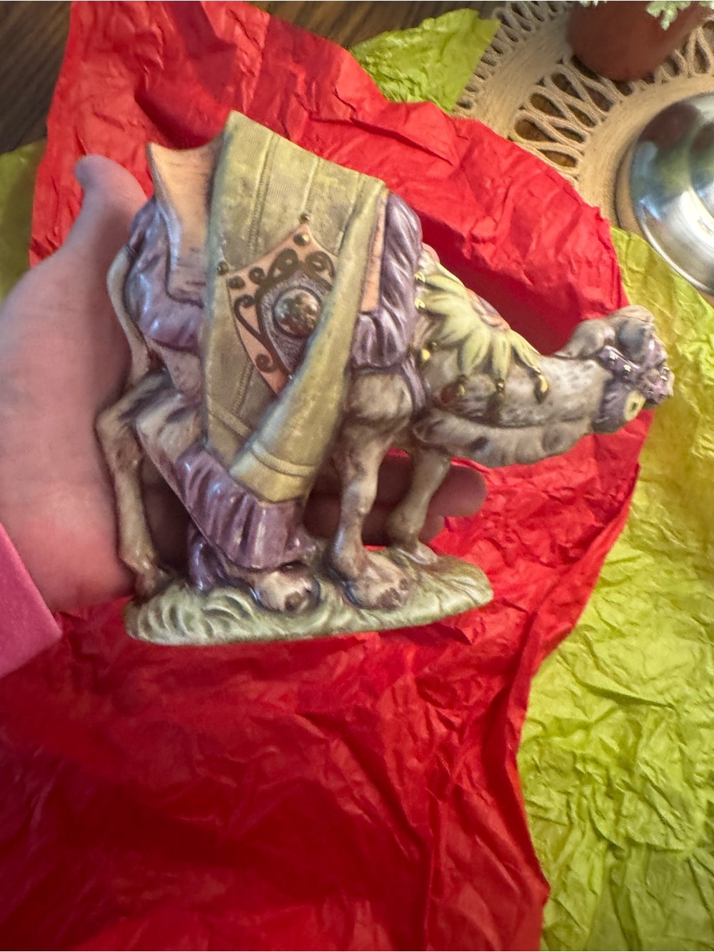 Vintage handmade nativity set piece-camel